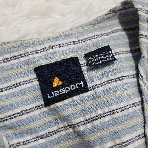 Lizsport Vintage Women's Small Cotton Striped Cropped Zip Up Sport Jacket - Picture 2 of 3